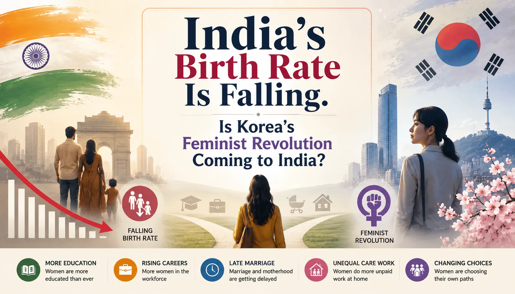 India's Birth Rate Is Falling. Is Korea's Feminist Revolution Coming to India?