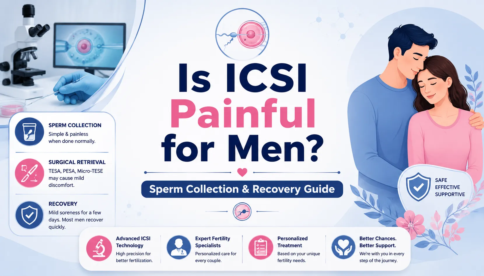 Is ICSI Painful for Men? Sperm Collection & Recovery Guide – ICSI sperm collection, TESA, PESA, Micro-TESE and recovery.